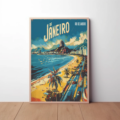 Rio De Janeiro Brazil Coastline Sugarloaf Beach Travel Poster