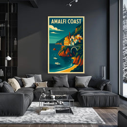 Amalfi Coast Travel Poster Wall Art Coastal Decor Print