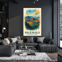 Haleakalā National Park Vibrant Landscape Watercolor Poster