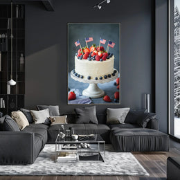 patriotic cake with white icing Poster