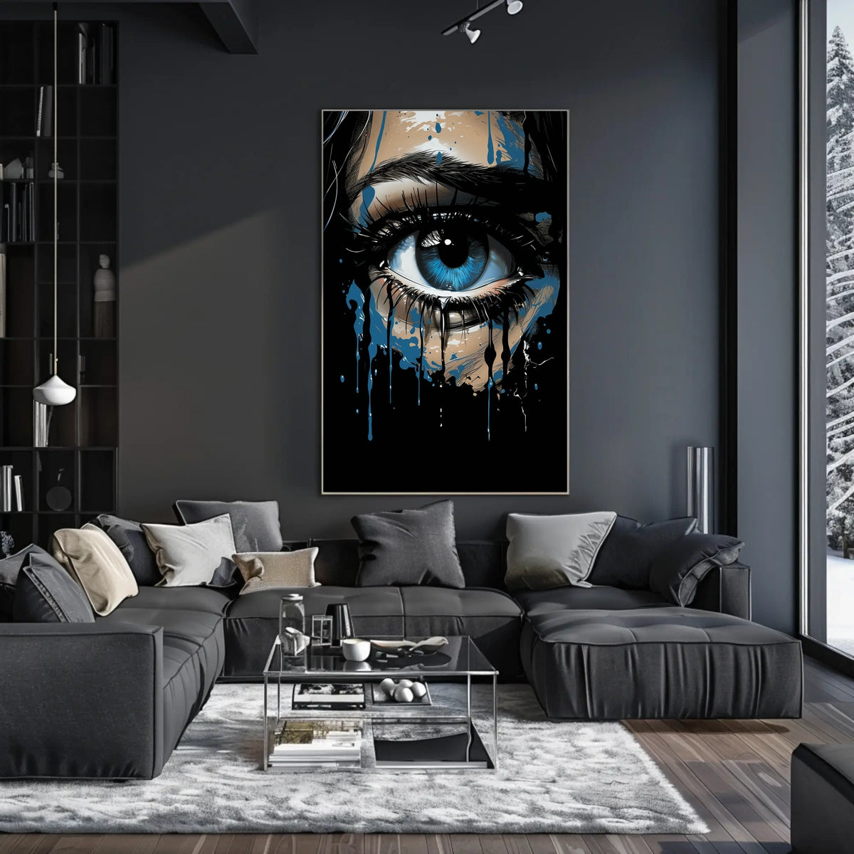 Mystical Blue Eye Dripping Paint Art Poster