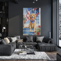 Golden Retriever With American Flag Bandana Poster