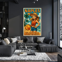 Naples Florida Beach Vibes Poster Coastal Wall Art 18x24