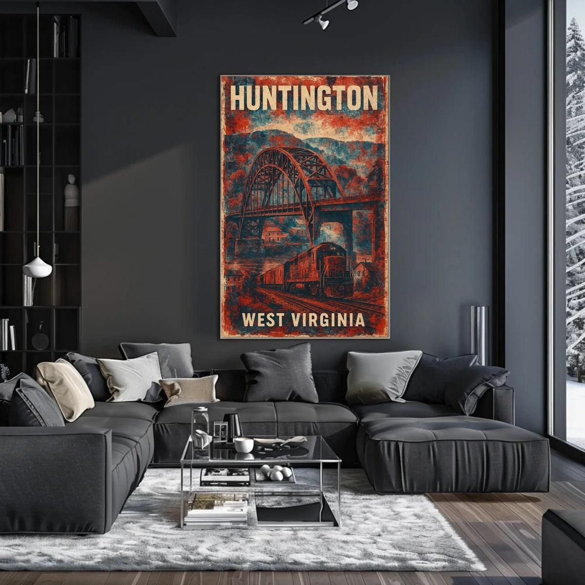 Vintage Collectors Huntington Train Bridge Travel Poster