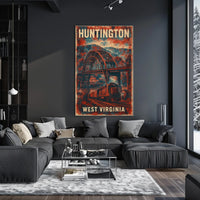 Vintage Collectors Huntington Train Bridge Travel Poster
