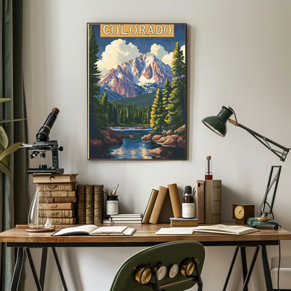 Colorado Scenic Mountains Vintage Travel Poster