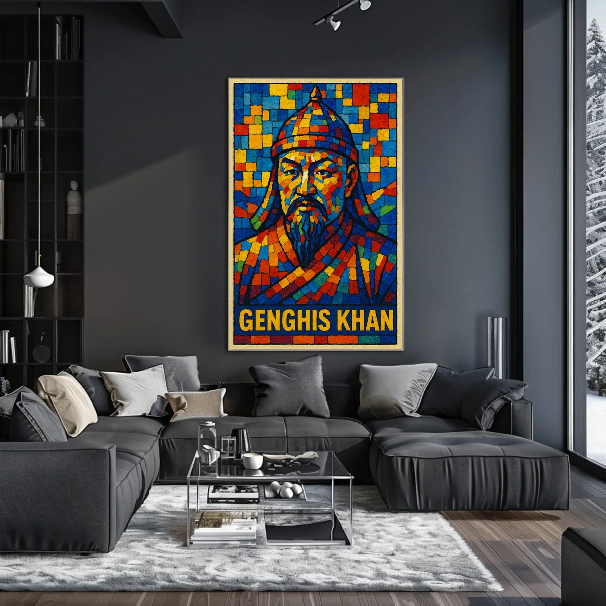Genghis Khan Mosaic Portrait Poster