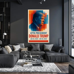 Donald Trump Visionary Leadership Side Profile Geometric Red Blue Patriot Poster