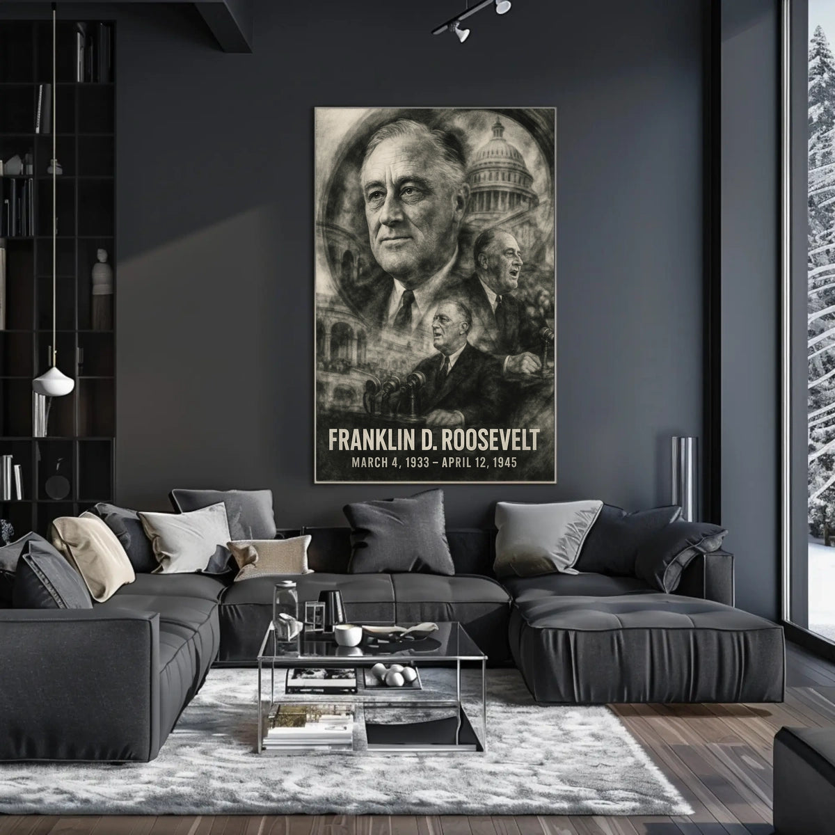 Franklin D. Roosevelt 32nd President of the United States Double Exposure Poster