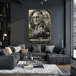 Franklin D. Roosevelt 32nd President of the United States Double Exposure Poster