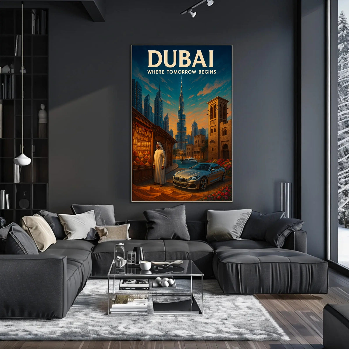 Dubai Cityscape Poster Where Tomorrow Begins For Dreamers