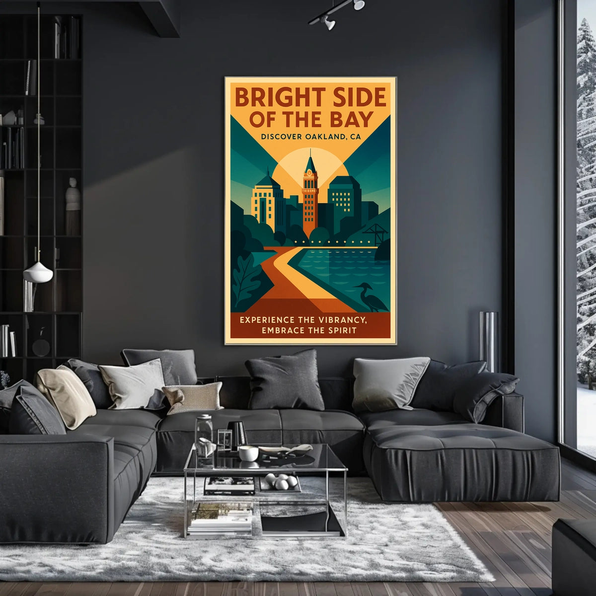 Oakland Cityscape Modern Vintage Travel Poster Art