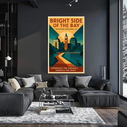 Oakland Cityscape Modern Vintage Travel Poster Art