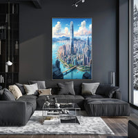 Stunning Metropolis Skyline Modern Urban Travel Poster