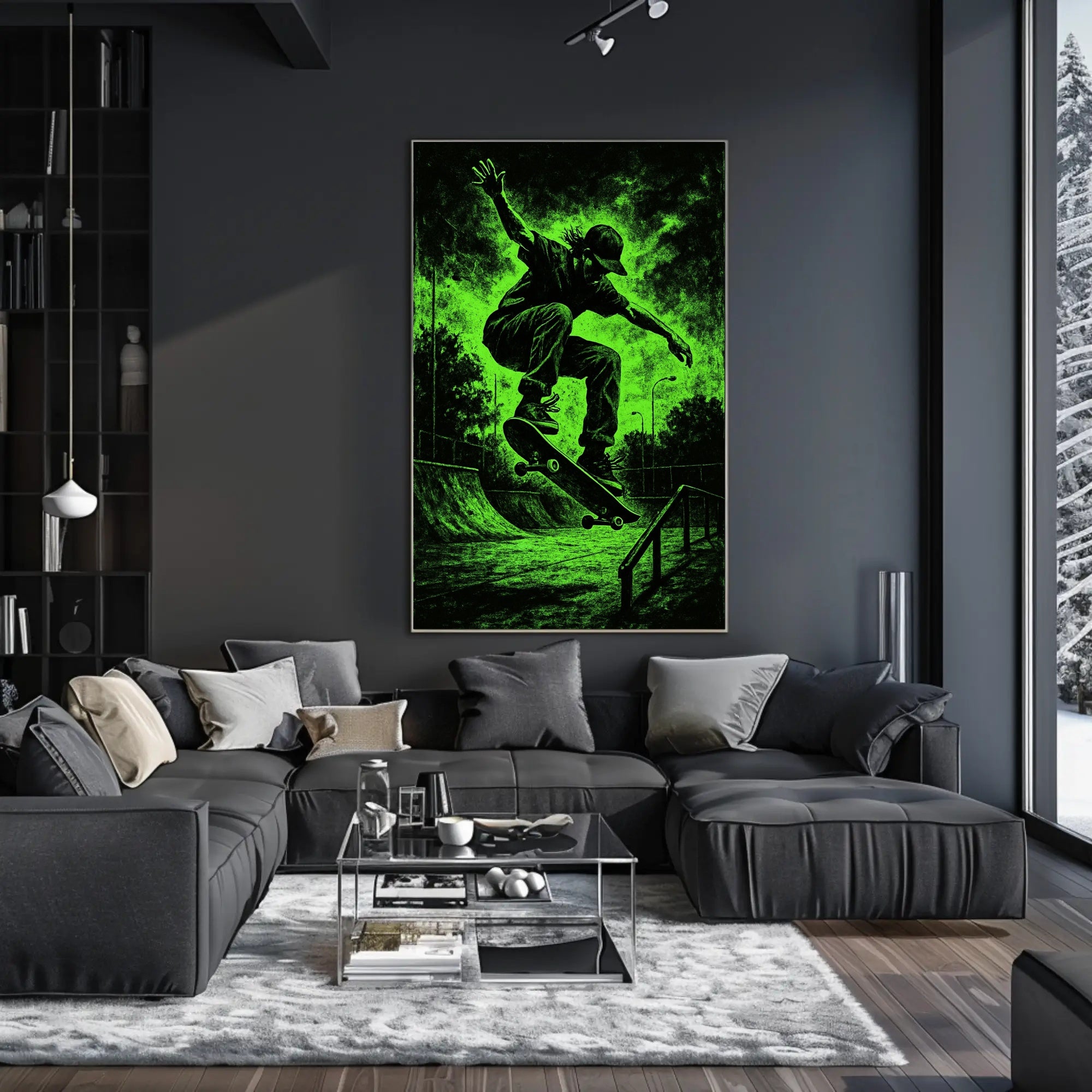 Dynamic Skateboarder Performing Trick Sports Poster