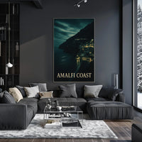 Amalfi Coast At Night Poster Wall Art For Coastal Decor