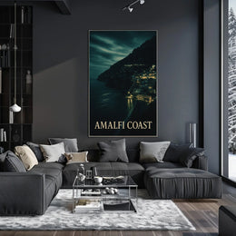 Amalfi Coast At Night Poster Wall Art For Coastal Decor