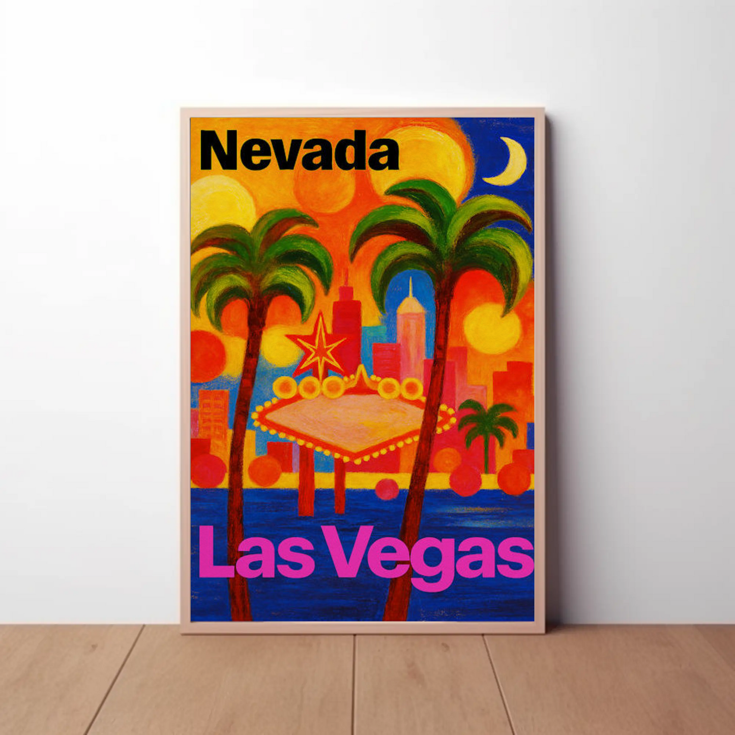 Nevada Las Vegas Neon Lights Nightlife Poster Poster