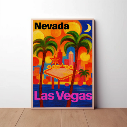 Nevada Las Vegas Neon Lights Nightlife Poster Poster