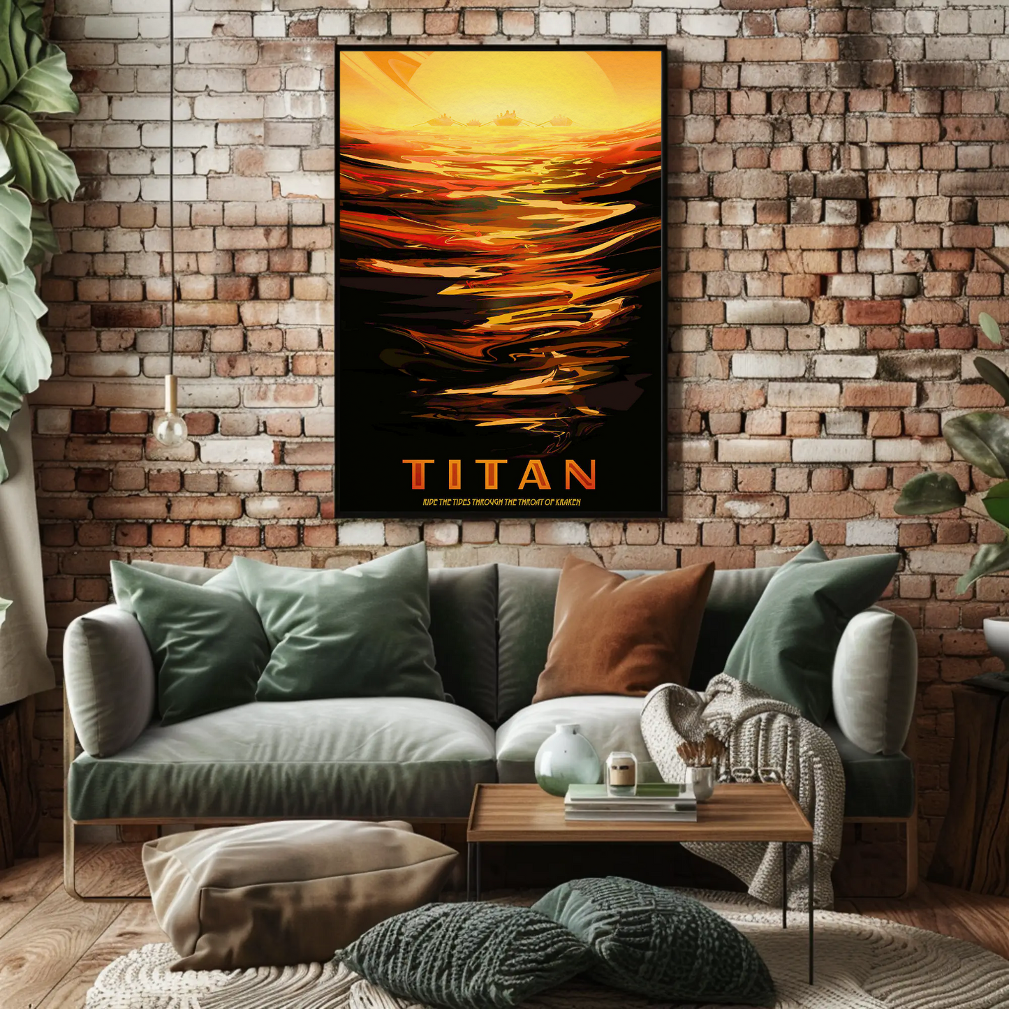 Space Exploration Poster Ride the Tides of Titan Retro Style