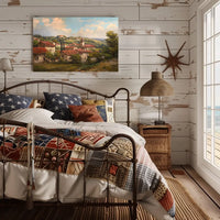 Countryside Village Scene Impressionist Art Poster