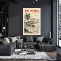 California Coastline Sketch Poster