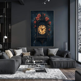 Timeless Vintage Clock with Roses Cultural or Heritage Poster