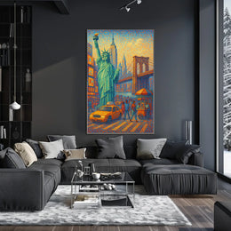 New York City Poster Abstract Mosaic Colorful Wall Art