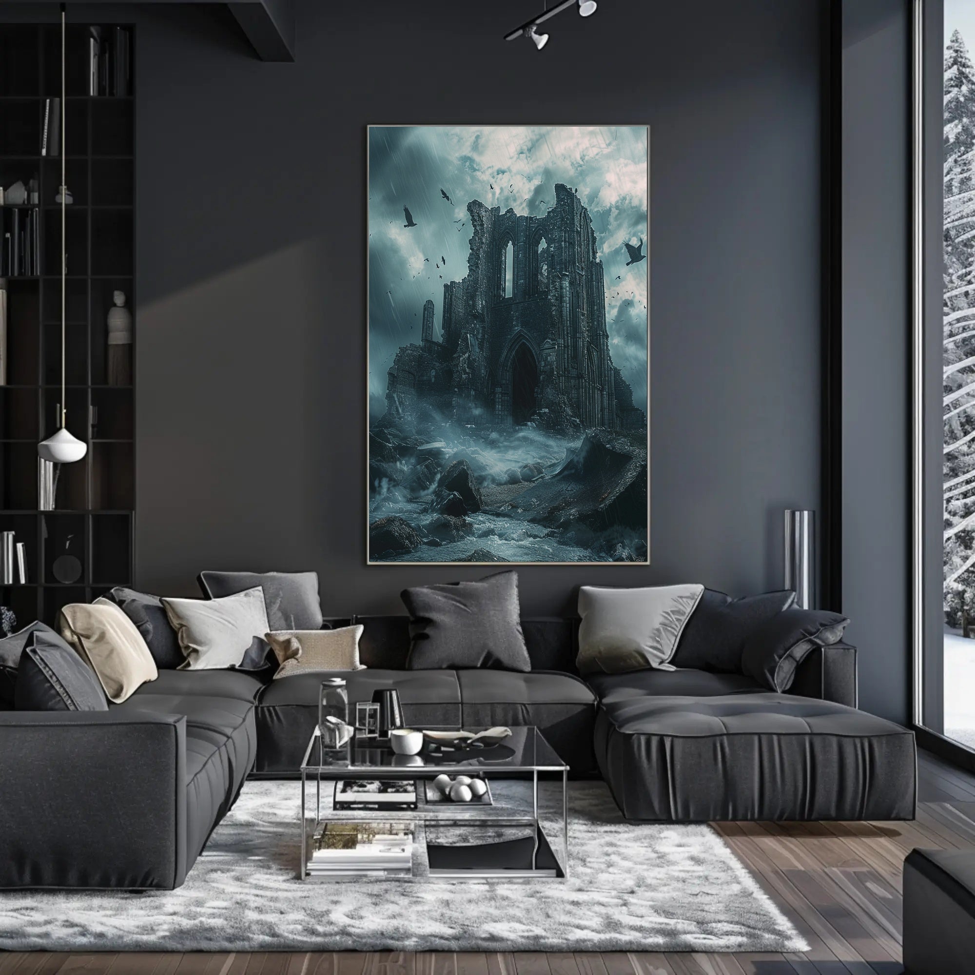 Gothic Ruins in Stormy Landscape Artistic Poster PosterGoat
