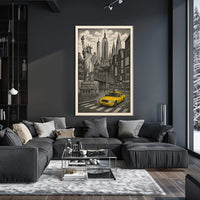 New York City Night Skyline Poster Vintage Wall Art