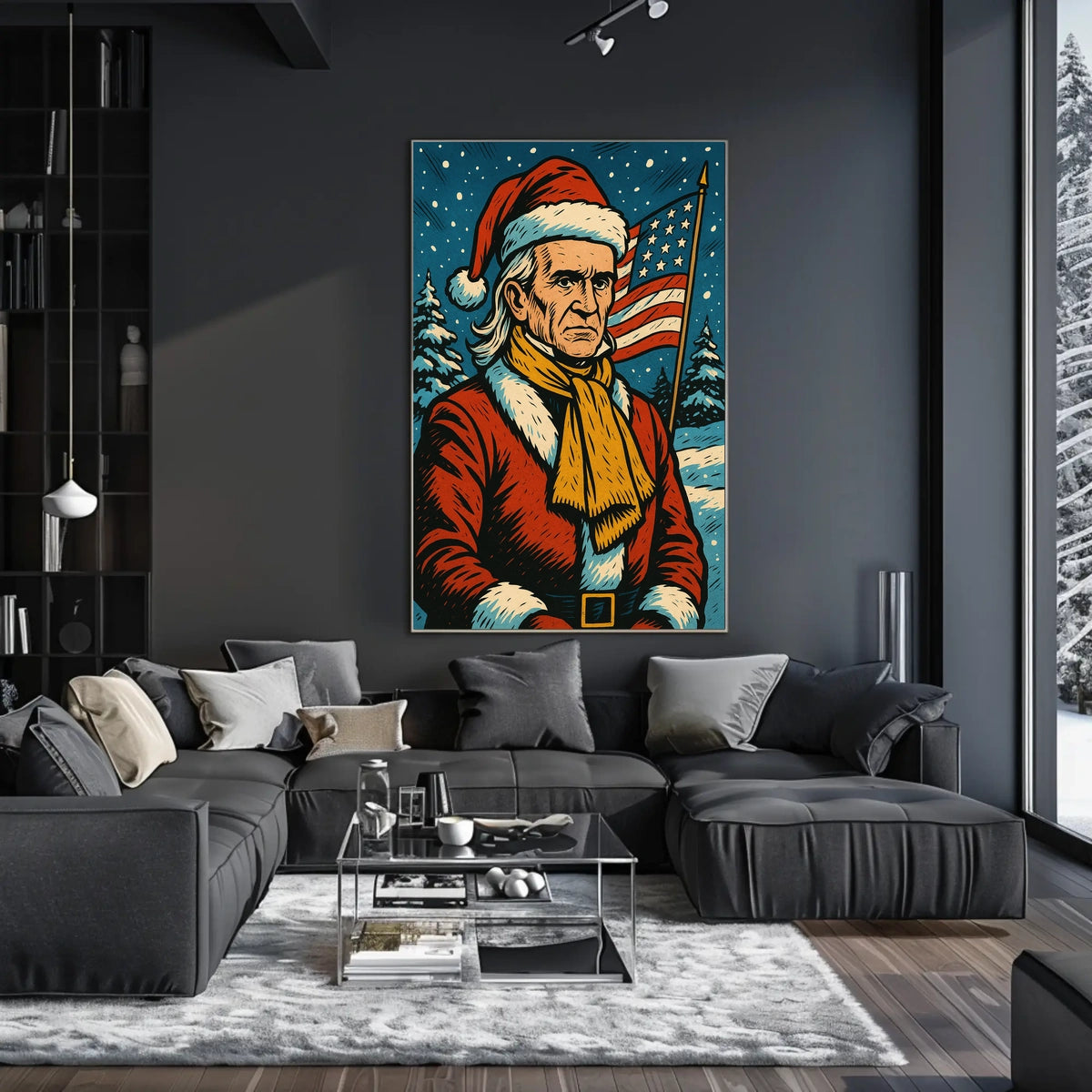 Santa Claus In Patriotic Winter Poster