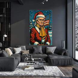 Santa Claus In Patriotic Winter Poster