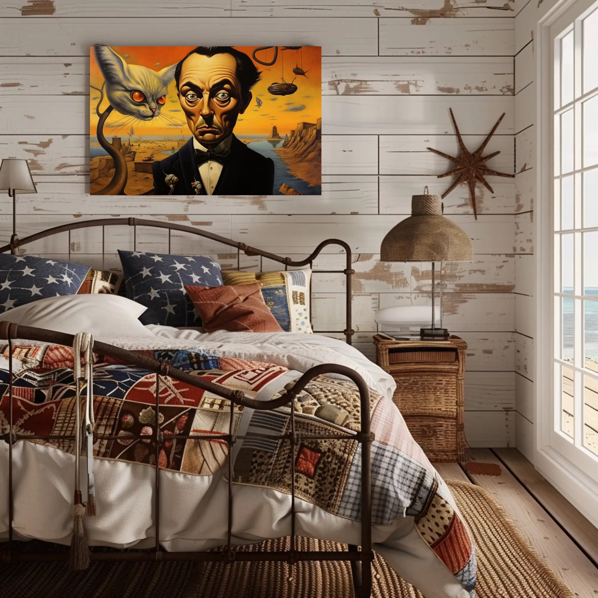 Surreal Cat and Tuxedo Man Artistic Poster
