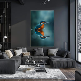 Kingfisher Bird Reflection Animal Poster PosterGoat