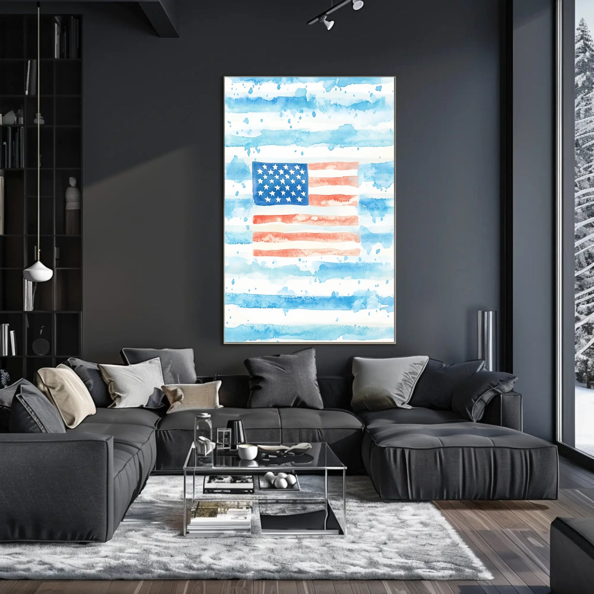 Watercolor American Flag Home Decor Wall Art 18x24 Poster