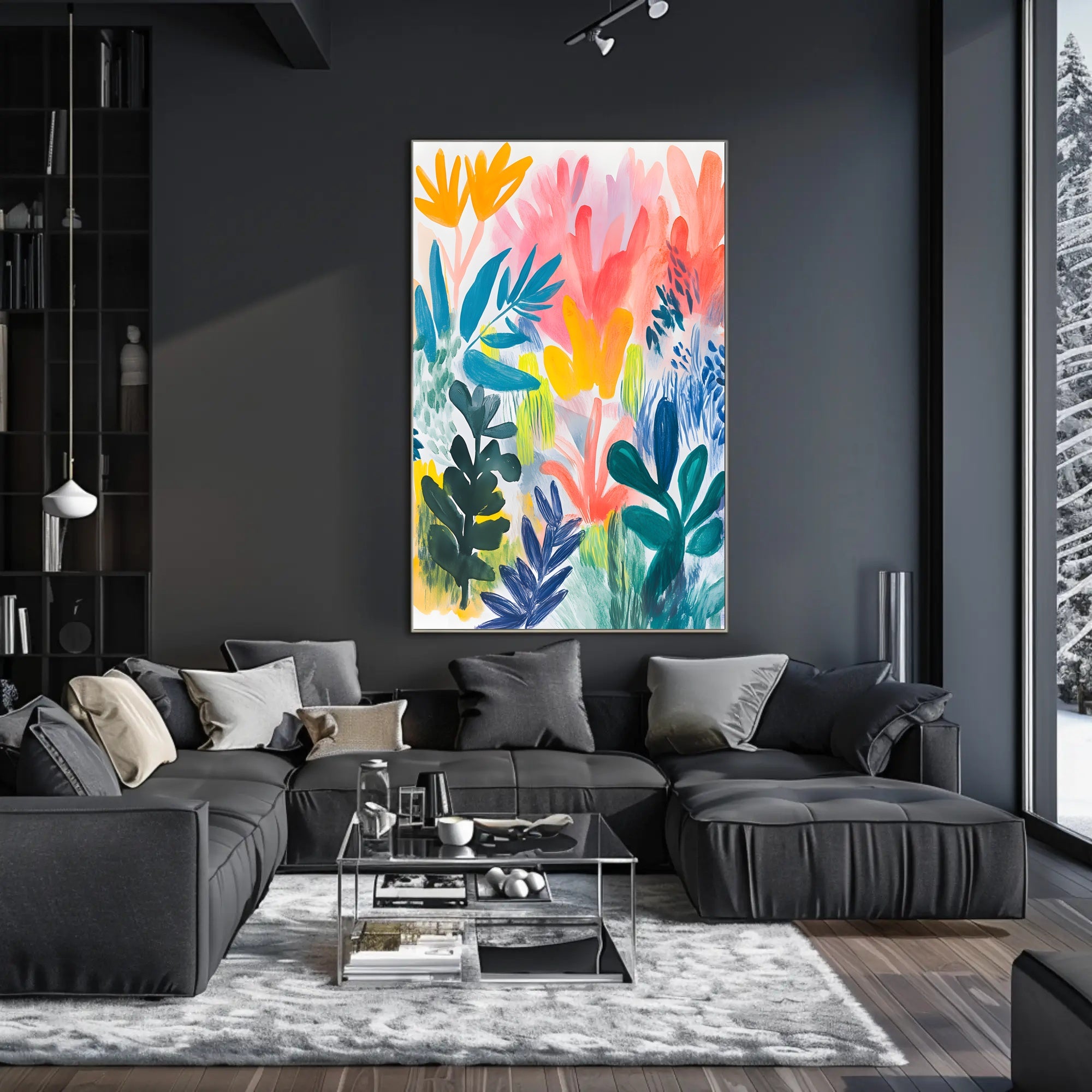 Abstract Foliage Poster Wall Art with Vibrant Colors