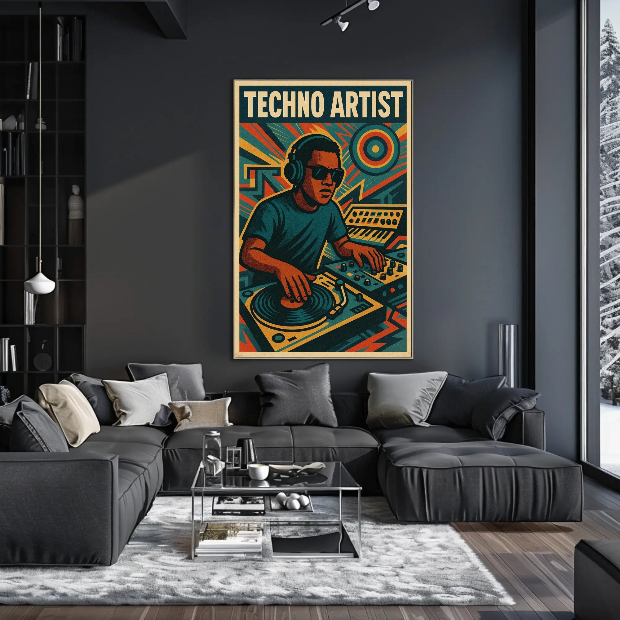 TECHNO ARTIST Retro DJ Vibes Abstract, Artistic Poster
