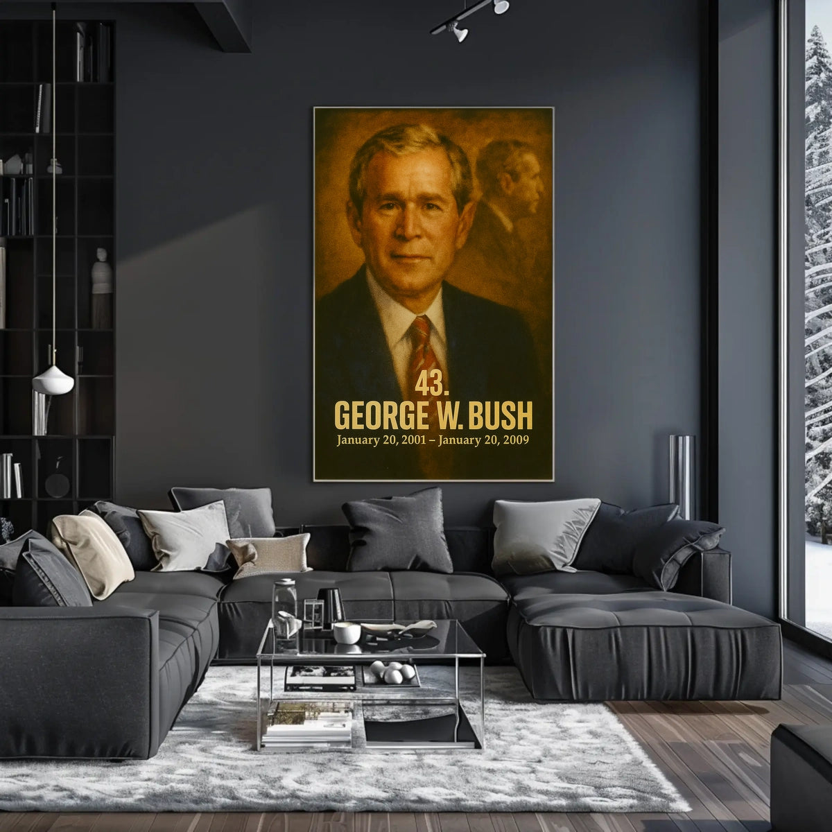 George W Bush Poster Vintage Analog Film Aesthetic Presidential Portrait Wall Art Print for History Fans