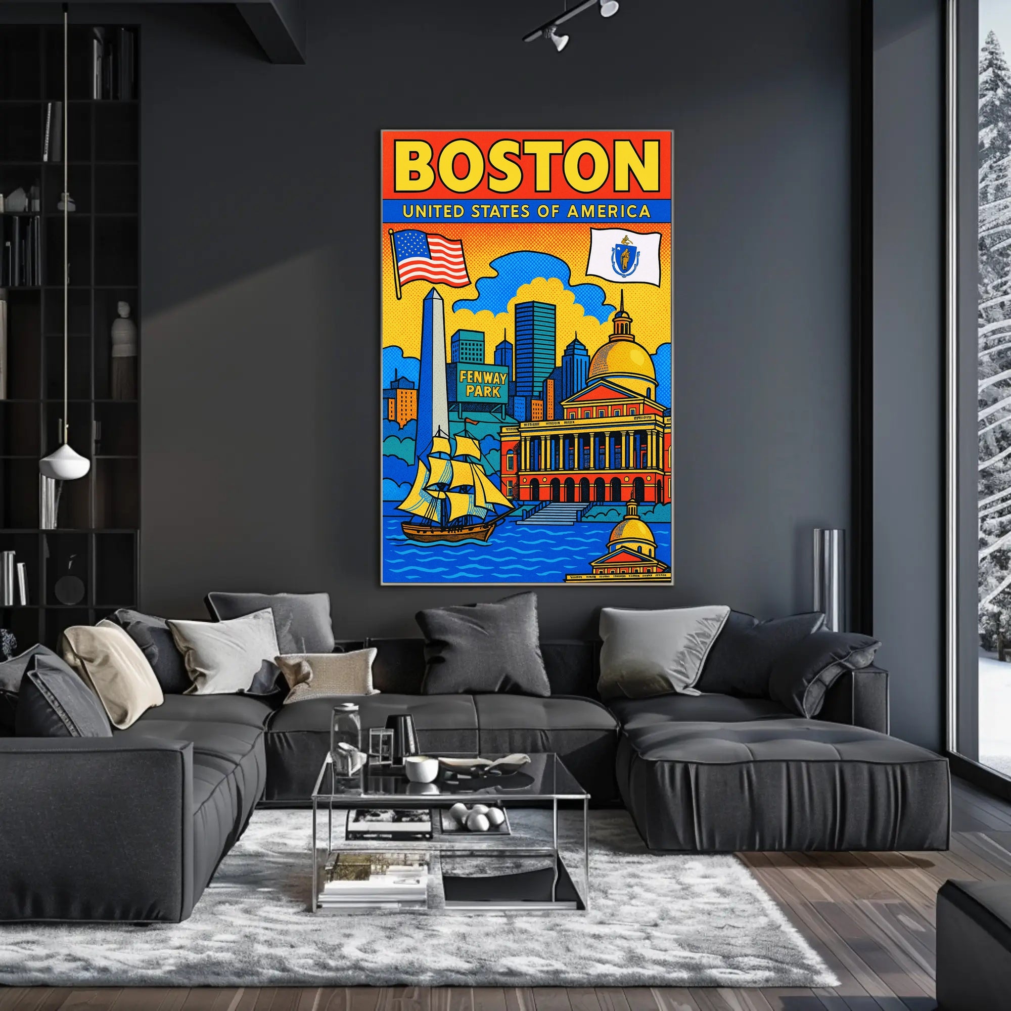 Boston Iconic Landmarks Poster PosterGoat