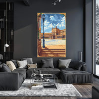 Plaza de España Pixel Art Travel Poster
