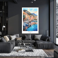 Monaco Harbor Impressionistic Style Travel Poster PosterGoat