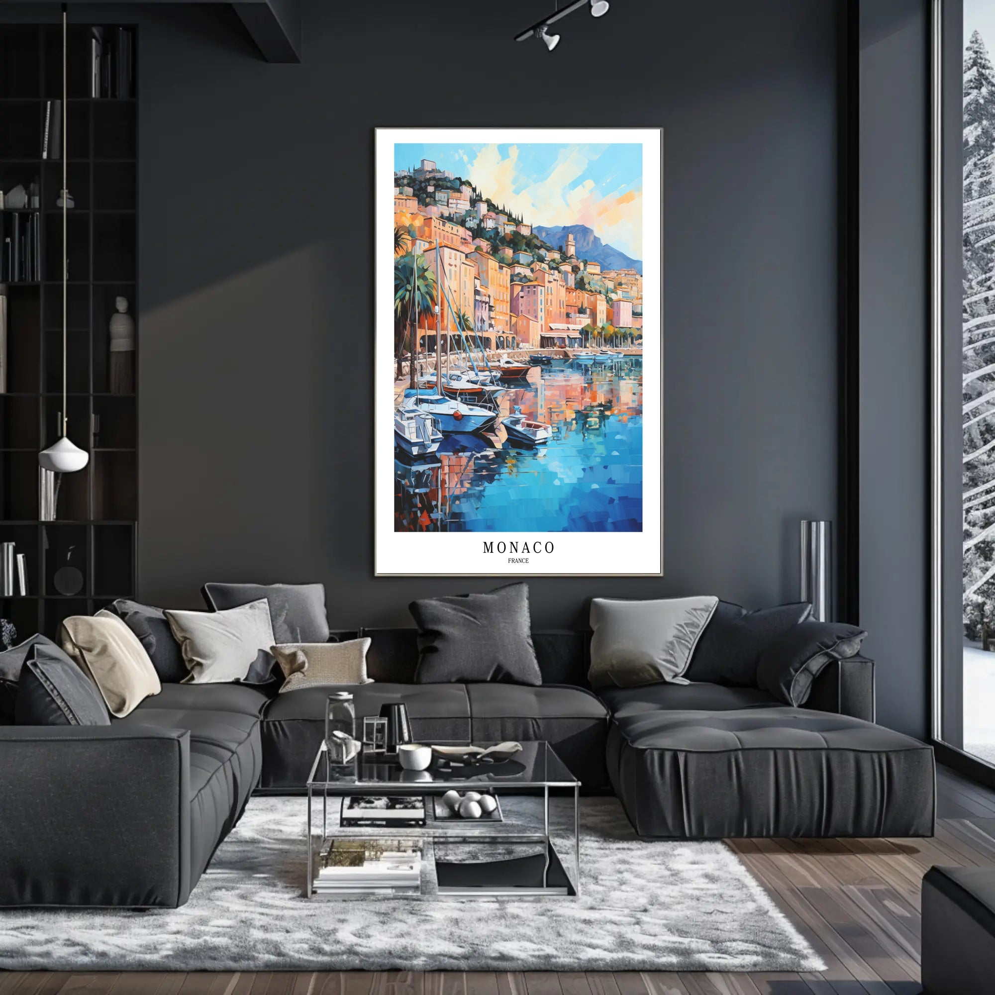 Monaco Harbor Impressionistic Style Travel Poster PosterGoat