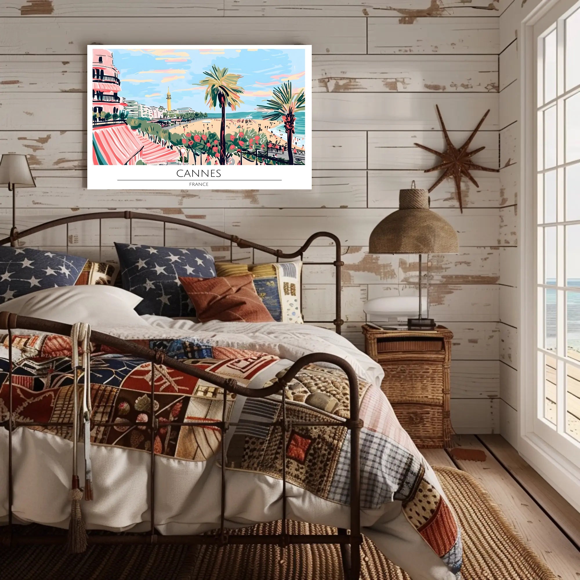 Cannes Beach Scene Poster PosterGoat