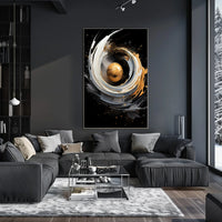 Golden Orb Abstract Art Print - Abstract Poster