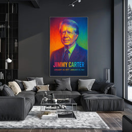 Jimmy Carter 39th President of the United States Neon Gradient Overlay Poster