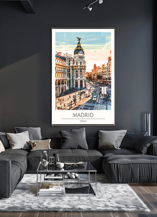 Madrid Urban Landmark Vibrant Digital Art Travel Poster