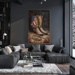 Vintage Worn Pair Of Cowboy Boots Still Life Poster
