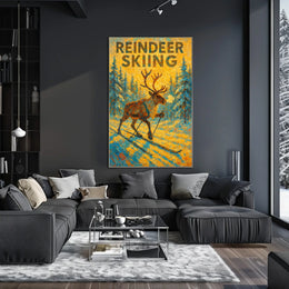 Reindeer Skiing Adventure Poster