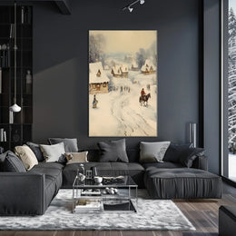 Winter Village Scene Poster