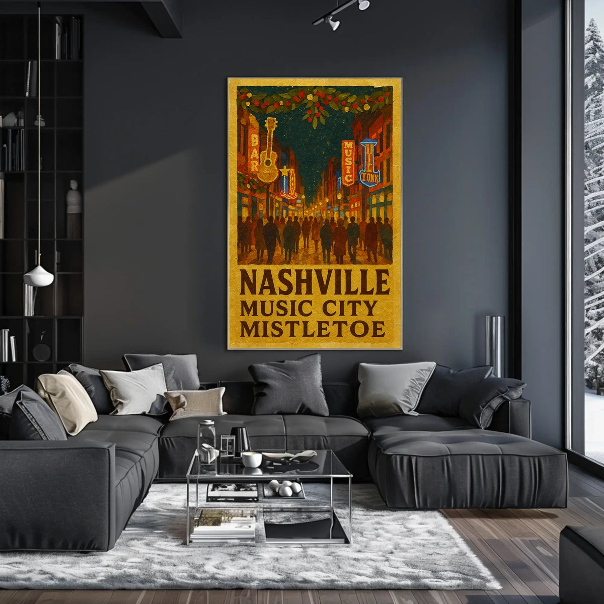 Nashville Music City Mistletoe Poster
